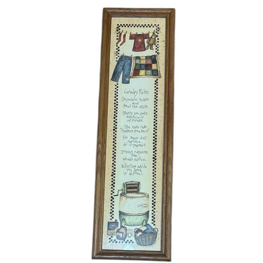 Laundry Rules Room Print, Vintage 90s Picture, Poem 6” x 21”